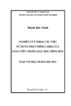 Nghiên cứu didactic việc sử dụng phần mềm cabri của giáo viên trong dạy học hình học 