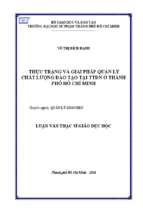 Thực trạng và giải pháp quản lý chất lượng đào tạo tại các trung tâm dạy nghề ở thành phố hồ chí minh 