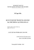 Quản lý đội ngũ thanh tra giáo dục bậc phổ thông tại tỉnh long an 