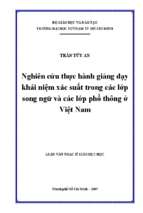 Nghiên cứu thực hành giảng dạy khái niệm xác suất trong các lớp song ngữ và các lớp phổ thông ở việt nam 