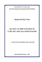 Dạy học các phép toán phân số ở tiểu học theo quan điểm tích hợp  