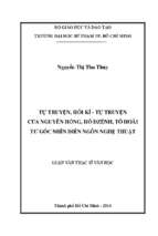 Tự truyện, hồi kí   tự truyện của nguyên hồng, hồ dzếnh, tô hoài từ góc nhìn diễn ngôn nghệ thuật 