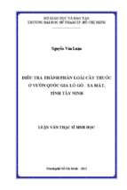 điều tra thành phần loài cây thuốc ở vườn quốc gia lò gò   xa mát, tỉnh tây ninh 