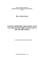 Vận dụng hình thức nhật kí đọc sách vào việc dạy đọc hiểu văn bản thơ ở trường phổ thông 