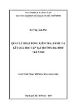 Quản lý hoạt động kiểm tra, đánh giá kết quả học tập tại trường đại học trà vinh 