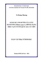 đánh giá ảnh hưởng của loài mai dương (minosa pigra l.) đến đa dạng thực vật ở vườn quốc gia cát tiên 