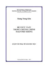 Hệ thức vi ét trong chương trình toán phổ thông 