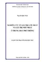 Nghiên cứu về giá trị lớn nhất và giá trị nhỏ nhất ở trung học phổ thông 