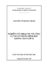 Nghiên cứu didactic về công cụ vectơ trong hình học không gian lớp 11 