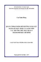 Quản lí hoạt động bồi dưỡng năng lực đánh giá học sinh của giáo viên các trường tiểu học quận 3 thành phố hồ chí minh 