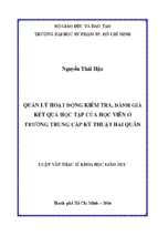 Quản lý hoạt động kiểm tra, đánh giá kết quả học tập của học viên ở trường trung cấp kỹ thuật hải quân 