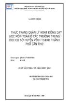 Thực trạng quản lý hoạt động dạy học môn toán ở các trường trung học cơ sở huyện vĩnh thạnh thành phố cần thơ 