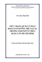 Thực trạng quản lý hoạt động nuôi dưỡng trẻ tại các trường mầm non tư thục quận 2, tp. hồ chí minh 