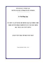 Tổ chức và sử dụng hệ thống bài tập tiếng việt theo hướng phát triển tư duy cho học sinh bậc trung học phổ thông 