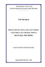 Rèn luyện kỹ năng lập luận trong văn nghị luận cho học sinh 11 trung học phổ thông 