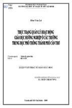 Thực trạng và giải pháp quản lý hoạt động giáo dục hướng nghiệp ở các trường trung học phổ thông thành phố cần thơ 