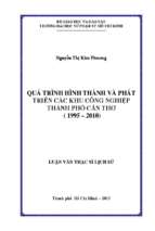 Quá trình hình thành và phát triển các khu công nghiệp thành phố cần thơ (1995   2010) 