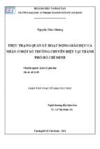 Thực trạng quản lý hoạt động giáo dục cá nhân ở một số trường chuyên biệt tại tp. hồ chí minh 