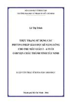 Thực trạng sử dụng các phương pháp giáo dục kĩ năng sống cho trẻ mẫu giáo 5   6 tuổi ở huyện châu thành tỉnh tây ninh 