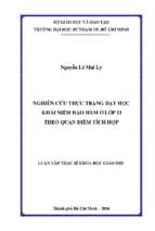 Nghiên cứu thực trạng dạy học khái niệm đạo hàm ở lớp 11 theo quan điểm tích hợp 