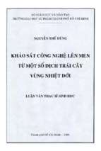 Khảo sát công nghệ lên men từ một số dịch trái cây vùng nhiệt đới 