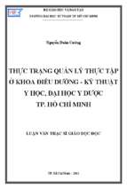 Thực trạng quản lý thực tập ở khoa điều dưỡng   kỹ thuật y học, đại học y dược tp. hồ chí minh 