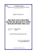 Thực trạng quản lý hoạt động bồi dưỡng học sinh giỏi ở các trường trung học phổ thông tỉnh cà mau 