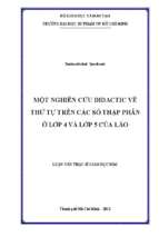 Một nghiên cứu didactic về thứ tự trên các số thập phân ở lớp 4 và của lớp 5 lào 