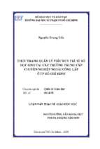 Thực trạng quản lý việc duy trì sĩ số học sinh tại các trường trung cấp chuyên nghiệp ngoài công lập ở tp. hồ chí minh 