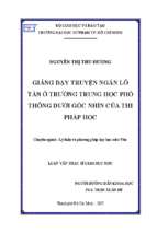 Giảng dạy truyện ngắn lỗ tấn ở trường trung học phổ thông dưới góc nhìn của thi pháp học 