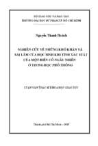 Nghiên cứu về những khó khăn và sai lầm của học sinh khi tính xác suất của một biến cố ngẫu nhiên ở trung học phổ thông 