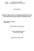 Quản lý việc nâng cao trình độ đội ngũ giáo viên tiểu học huyện phú giáo, bình dương 