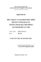 Thực trạng và giải pháp phát triển đội ngũ quản lý trường trung học phổ thông tại thành phố cần thơ 