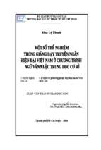 Một số thể nghiệm trong giảng dạy truyện ngắn hiện đại việt nam ở chương trình ngữ văn 9 bậc trung học cơ sở 