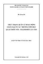 Thực trạng quản lý hoạt động giảng dạy ở các trường tiểu học quận thốt nốt   thành phố cần thơ 