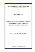 Chính sách kiểm soát vũ khí hạt nhân của hoa kỳ giai đoạn 1963   1991 (qua các văn kiện ngoại giao) 