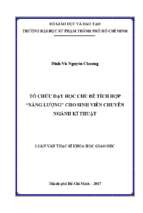 Tổ chức dạy học theo chủ đề tích hợp  năng lượng cho sinh viên chuyên ngành kĩ thuật