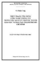 Thực trạng ứng dụng công nghệ thông tin trong việc quản lý nhân sự ngành giáo dục và đào tạo thành phố hồ chí minh 