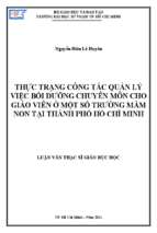 Thực trạng công tác quản lý việc bồi dưỡng chuyên môn cho giáo viên ở một số trường mầm non tại thành phố hồ chí minh 