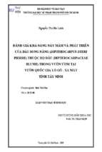 đánh giá khả năng nảy mầm và phát triển của dầu song nàng (dipterocarpus dyeri pierre) thuộc họ dầu (dipterocarpaceae blume) trong vườn ươm tại vườn quốc gia lò gò   xa mát tỉnh tây ninh 