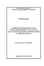 Nghiên cứu thành phần loài và đặc điểm phân bố cá ở lưu vực hạ lưu sông hậu thuộc tỉnh trà vinh và tỉnh sóc trăng 