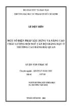 Một số biện pháp xây dựng và nâng cao chất lượng đội ngũ cán bộ giảng dạy ở trường cao đẳng hải quan 