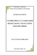 Vai trò công cụ của khái niệm hàm số trong chương trình toán phổ thông 