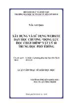 Xây dựng và sử dụng website dạy học chương động lực học chất điểm  vật lý 10 trung học phổ thông