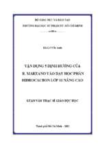 Vận dụng 5 định hướng của r. marzano vào dạy học phần hiđrocacbon lớp 11 nâng cao 