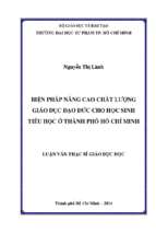 Biện pháp nâng cao chất lượng giáo dục đạo đức cho học sinh tiểu học ở thành phố hồ chí minh 