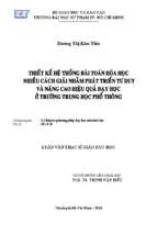 Thiết kế hệ thống bài toán hóa học nhiều cách giải nhằm phát triển tư duy và nâng cao hiệu quả dạy học ở trường trung học phổ thông 