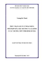 Thực trạng quản lý hoạt động phối hợp giữa nhà trường và gia đình ở các trường thpt tỉnh bình dương 