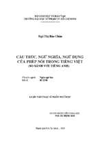 Cấu trúc, ngữ nghĩa, ngữ dụng của phép nối trong tiếng việt (so sánh với tiếng anh) 