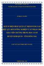 Một số biện pháp quản lý nhằm nâng cao hiệu quả bồi dưỡng nghiệp vụ sư phạm cho giáo viên trường trung học cơ sở huyện định quán   tỉnh đồng nai 